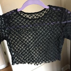 NWOT Mesh Crop Top -Short Sleeve - XS